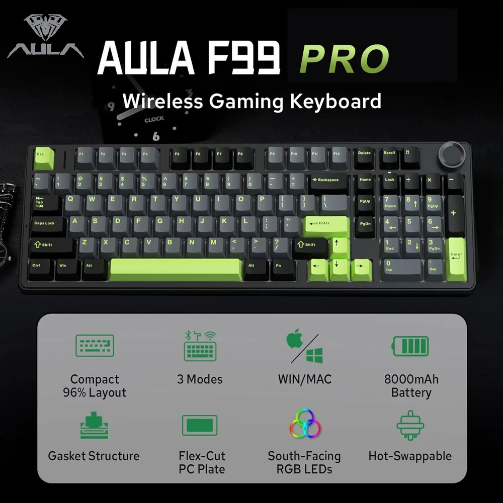 Gaming Keyboard Hot Swappable - Игровая механическая клавиатура AULA F99PRO, 99